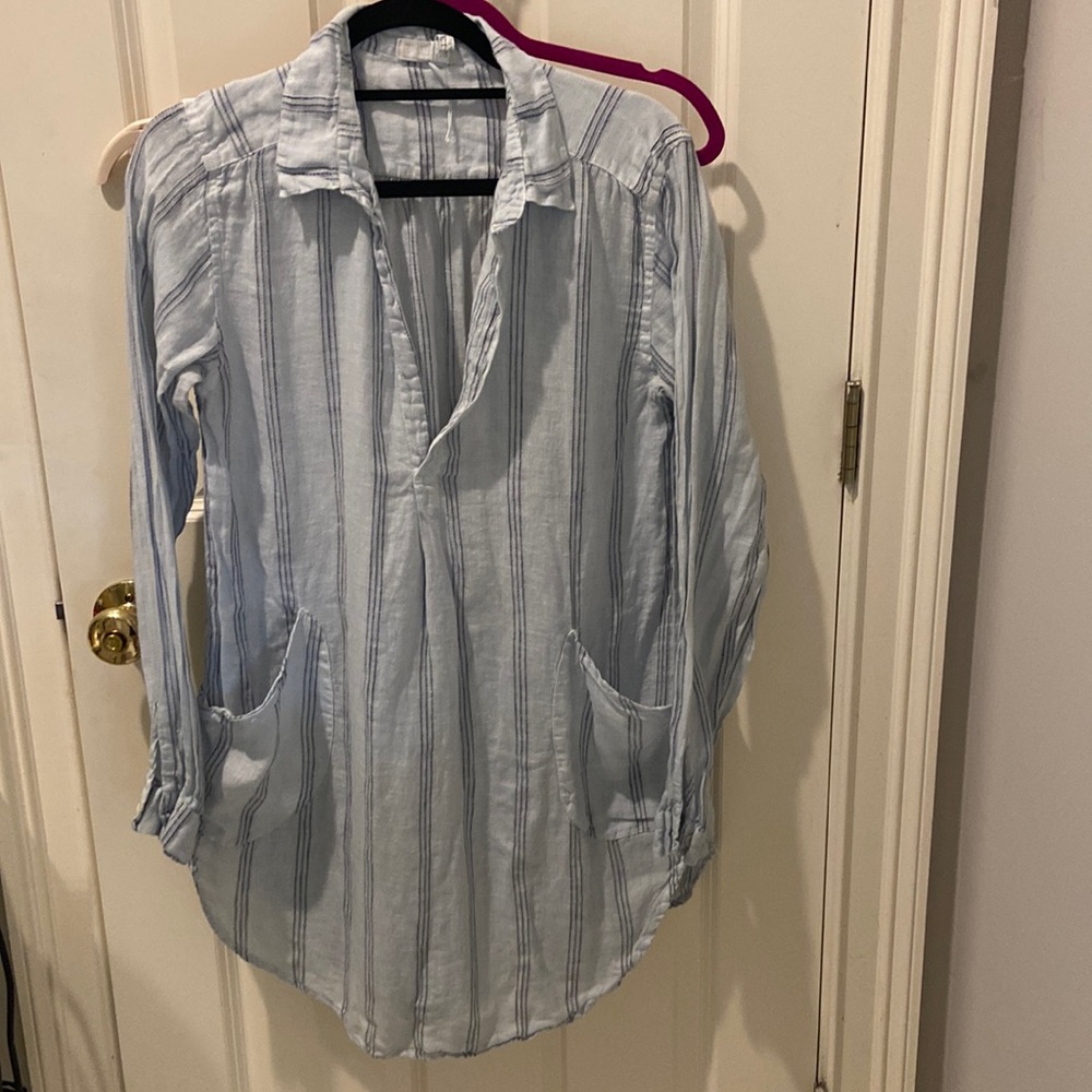 Striped linen cover-up dress.
